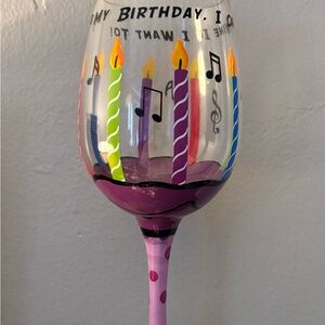Colorful Birthday Wine Glass with Musical Notes